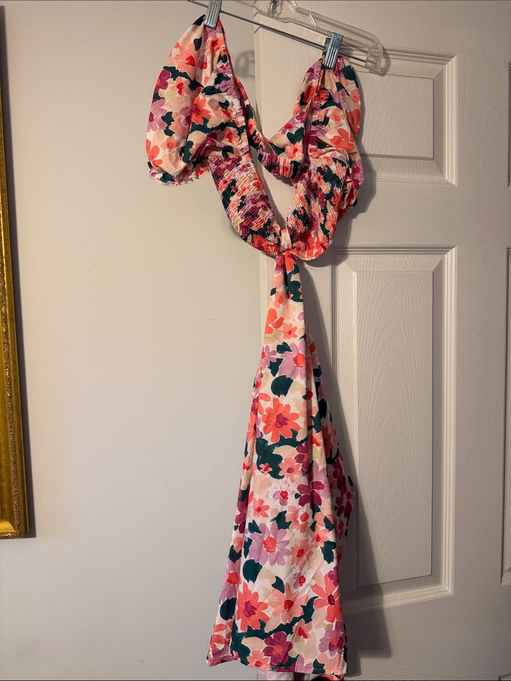 SHEIN Pink Floral Backless Mini Dress